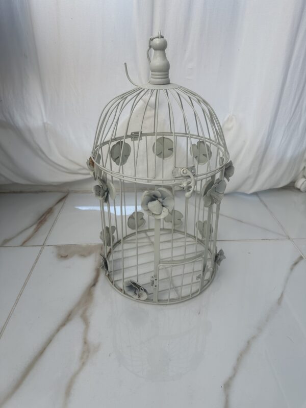 White Metal Bird Cage OR CANDLE HOLDER - Image 2