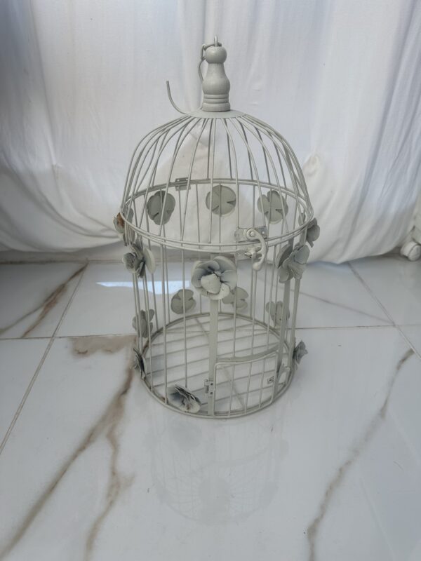 White Metal Bird Cage OR CANDLE HOLDER - Image 3