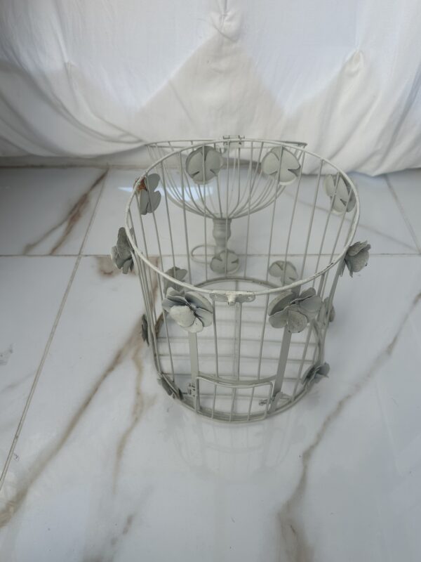 White Metal Bird Cage OR CANDLE HOLDER - Image 6