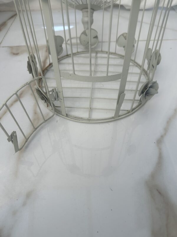 White Metal Bird Cage OR CANDLE HOLDER - Image 4