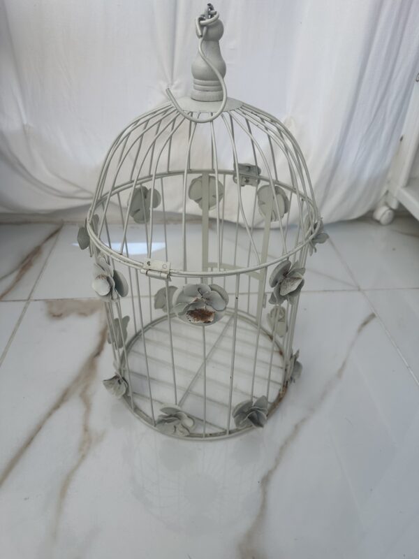 White Metal Bird Cage OR CANDLE HOLDER - Image 7