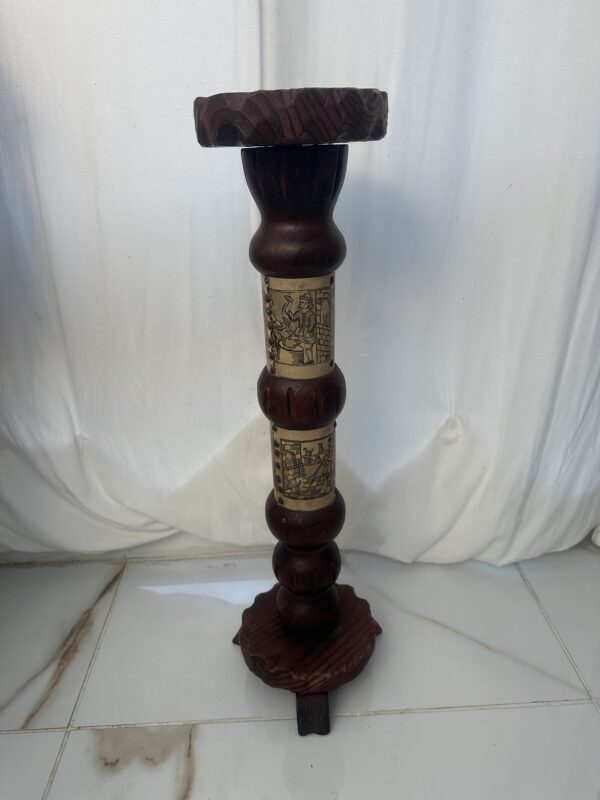 Wooden Large Pillar Ashtray Or Candle Holder - Image 2