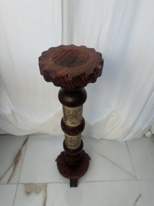 Wooden Large Pillar Ashtray Or Candle Holder