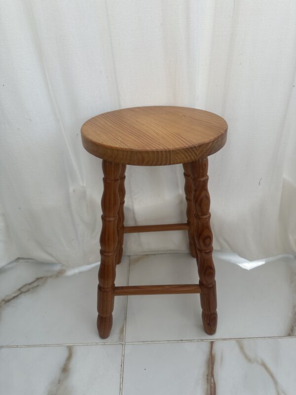 Portable Brown Wooden Stool - Image 2