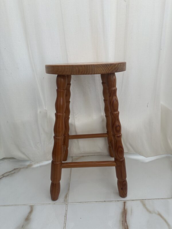 Portable Brown Wooden Stool - Image 3