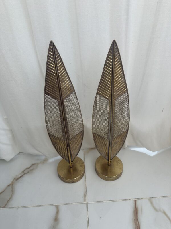 Pair Bronze Leave Candle Holders - Image 7