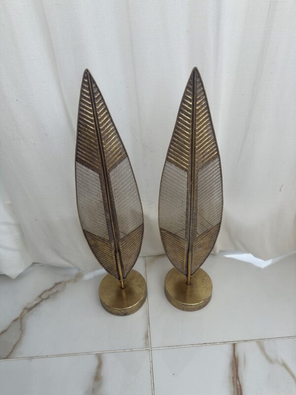 Pair Bronze Leave Candle Holders - Image 11