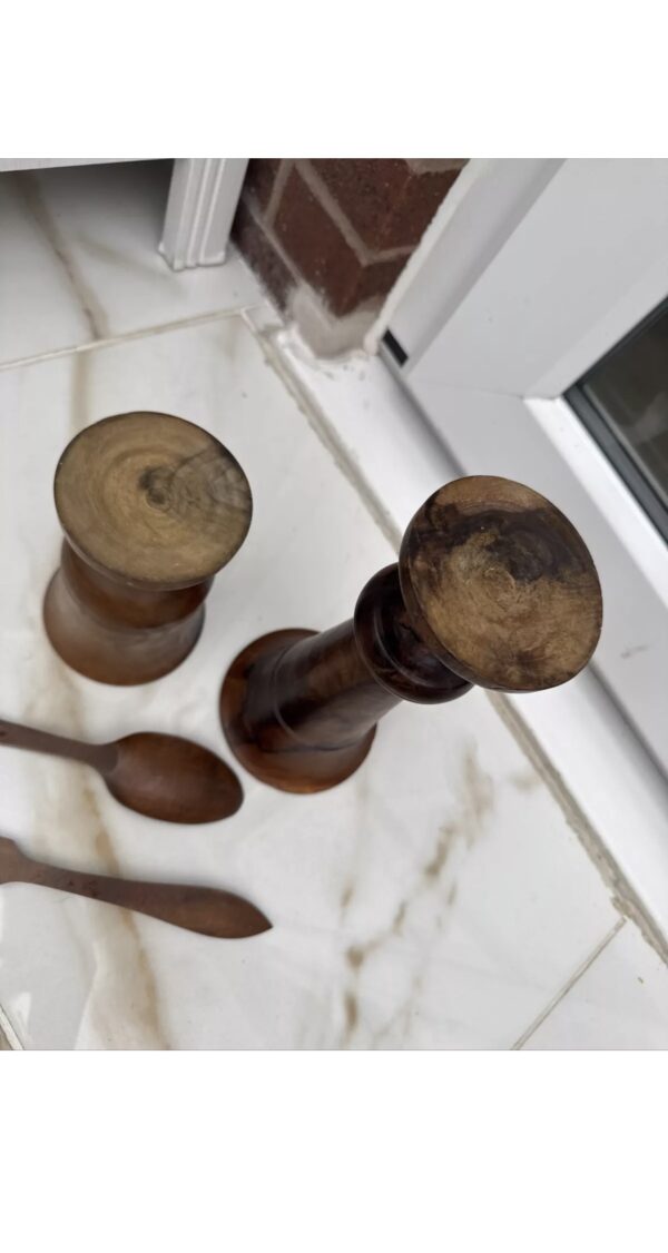 Vintage Unique Ornament Sculpture Wooden Vase/ Pot With Spoon&Fork Set Home Deco - Image 10