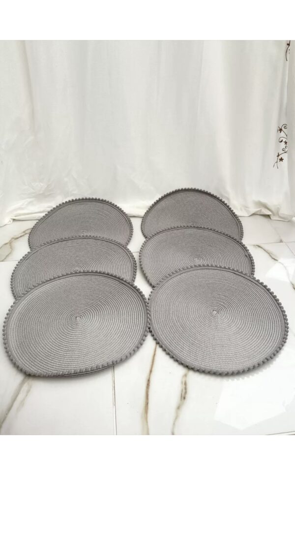 6 x Grey Round Table Place Mat