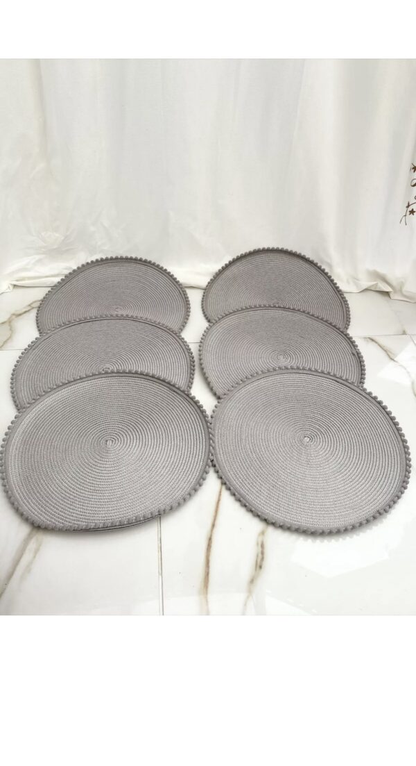 6 x Grey Round Table Place Mat - Image 3