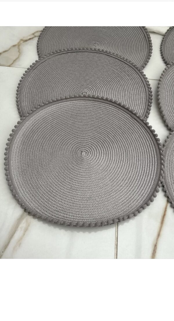 6 x Grey Round Table Place Mat - Image 4