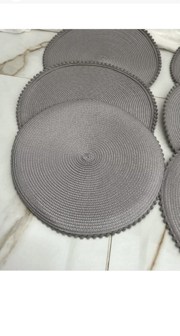 6 x Grey Round Table Place Mat - Image 5