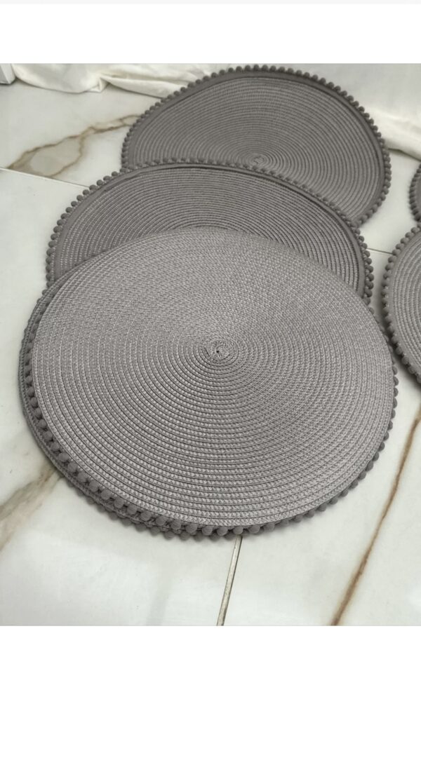 6 x Grey Round Table Place Mat - Image 6