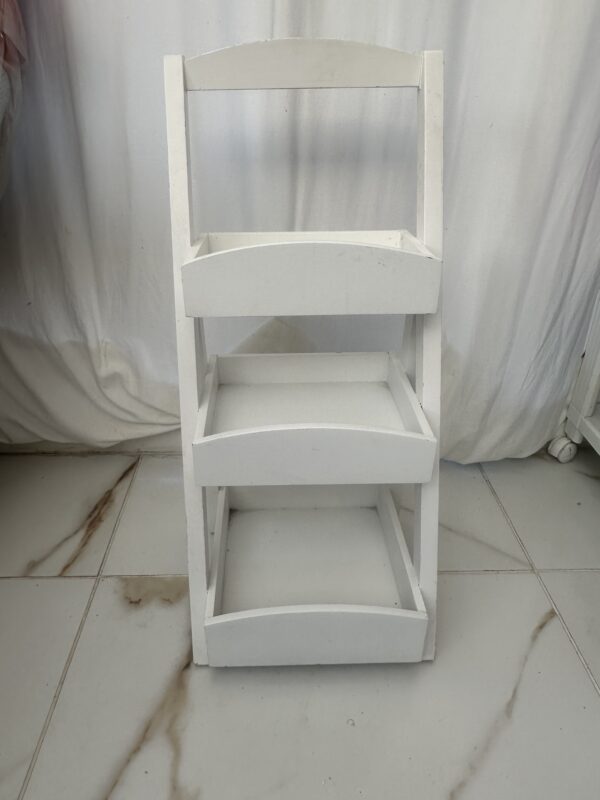 White Wooden Ladder Style Shelf - Image 2