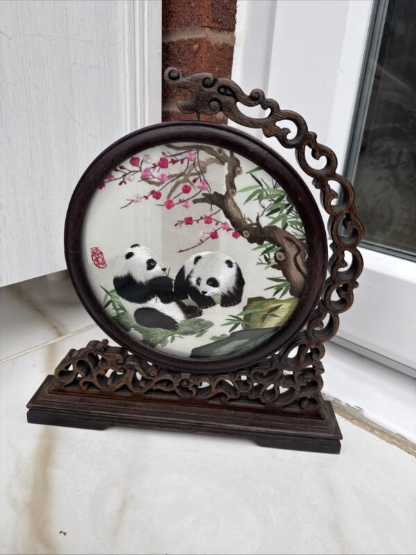 Panda Japanese Vintage Home Decor Ornament Unique Freestanding Wooden Spinning - Image 2