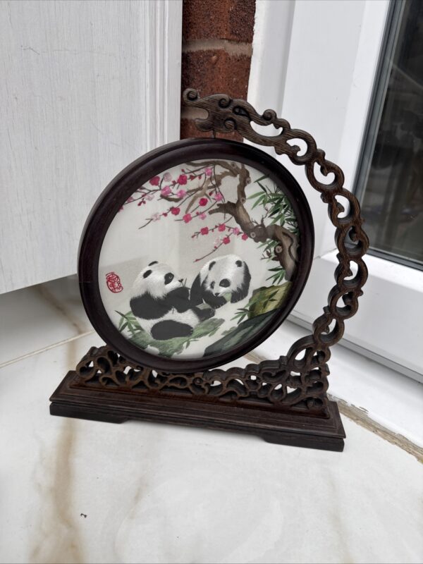 Panda Japanese Vintage Home Decor Ornament Unique Freestanding Wooden Spinning - Image 3