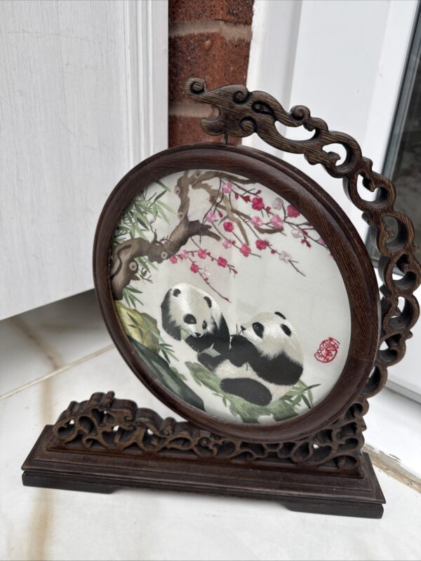 Panda Japanese Vintage Home Decor Ornament Unique Freestanding Wooden Spinning - Image 4